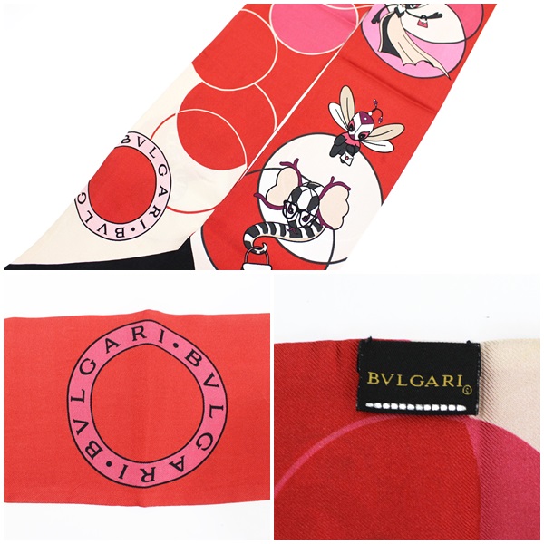 楽天市場】ブルガリ スカーフ ポニーテールスカーフ レッド ×マルチ