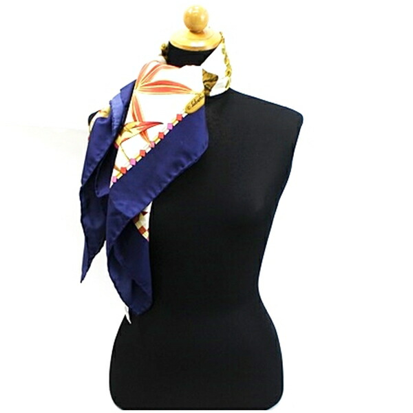 楽天市場】サルバトーレ・フェラガモ シルク スカーフ ネイビー×マルチ