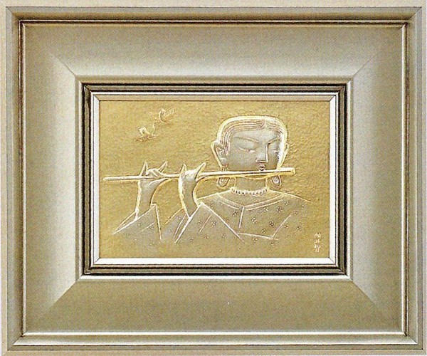 人間国宝 金森映井智氏作 彫金 大仏様 略歴 紙箱入 人間国宝 金森映井