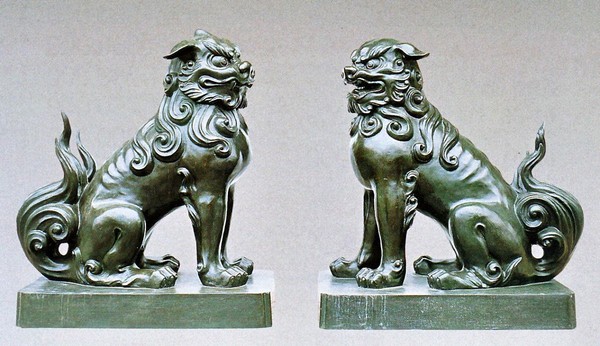 楽天市場】狛犬一対 25号 狗犬 高岡銅器 神社仏閣の置物 神仏具 美術