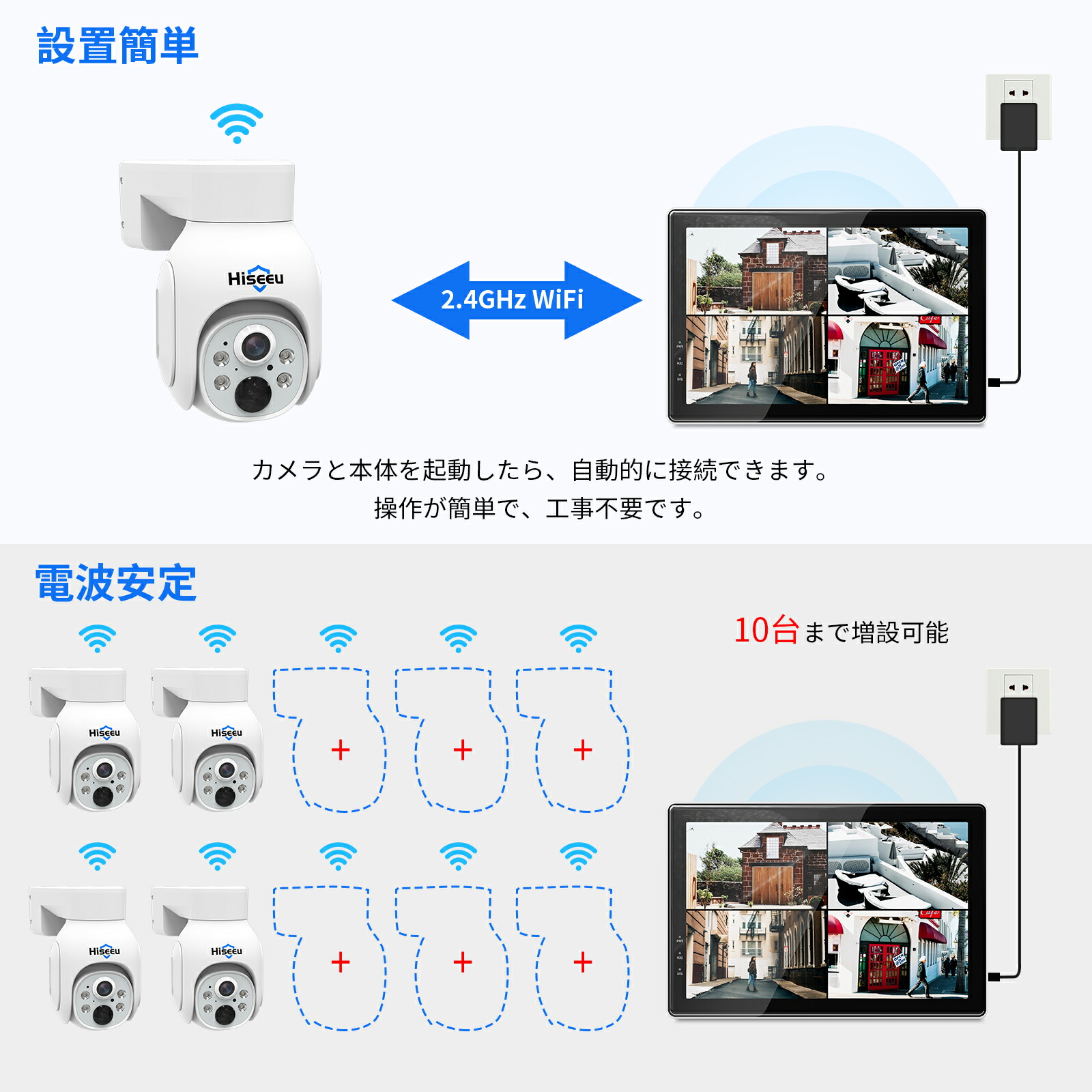 楽天市場】【充電不要・PTZ操作・防犯対策助成金あり】Hiseeu 防犯