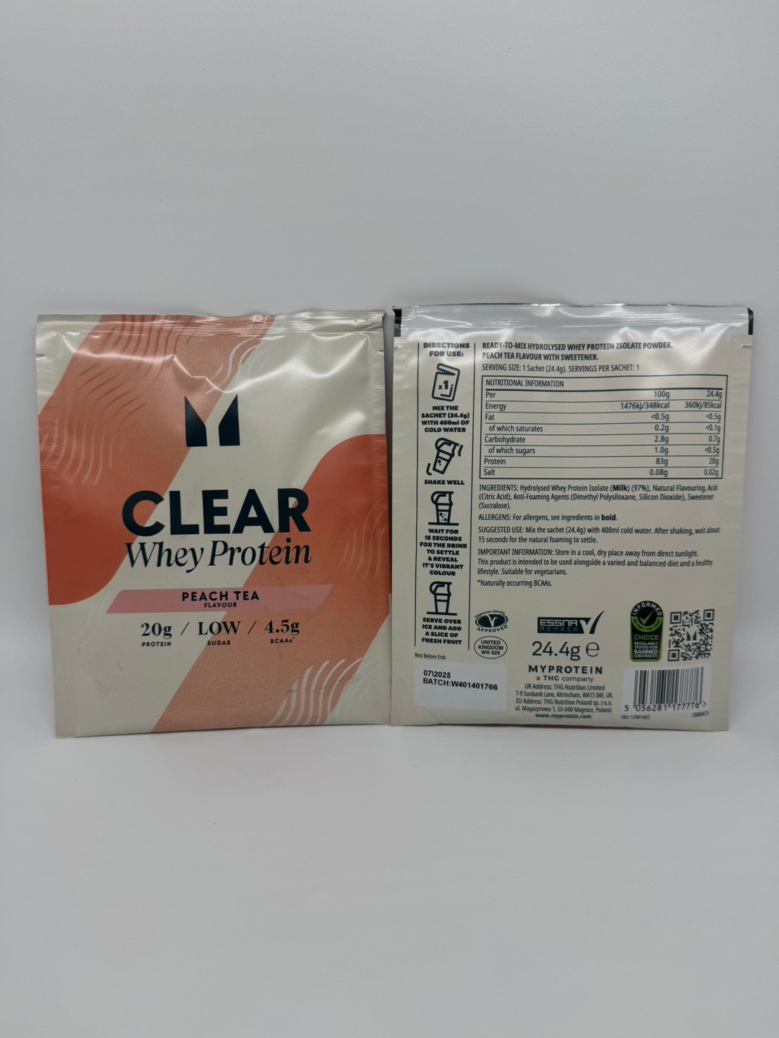 楽天市場】Myprotein クリアホエイプロテイン ピーチティー5袋お試し