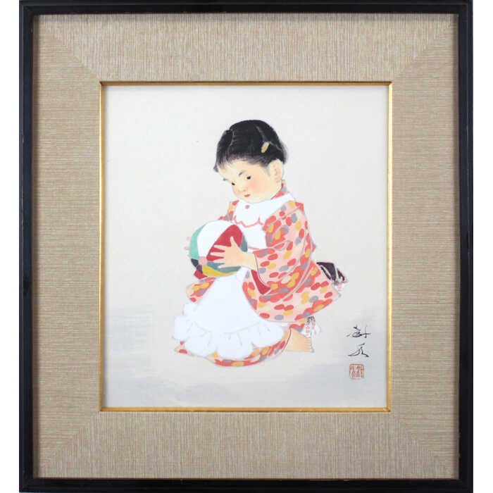 楽天市場】絵画 田中針水 日本画 『紙風船』 人物 子ども 一点物 美術