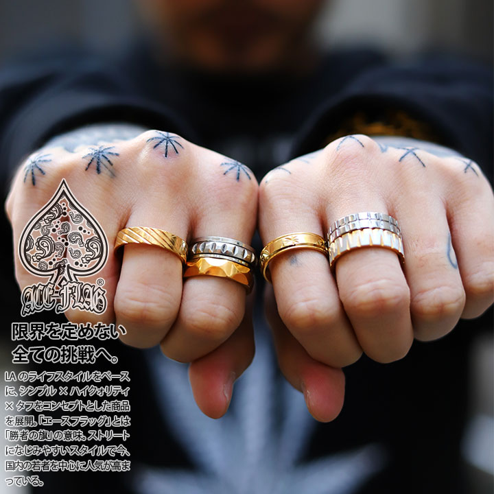 楽天市場】ACEFLAG シルバー ゴールド リング 指輪 ステンレス