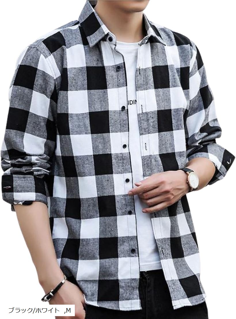 楽天市場】チェックシャツ 長袖 カジュアル チェック柄 ネルシャツ