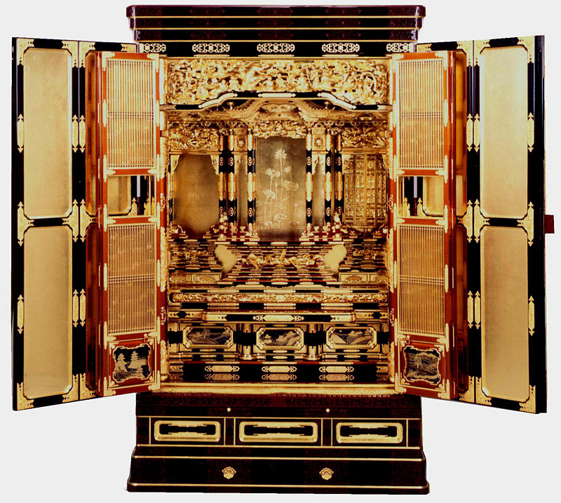 楽天市場】金仏壇 金箔仏壇 床置き型 三河型 段下 御坊屋根 37号 仏具B