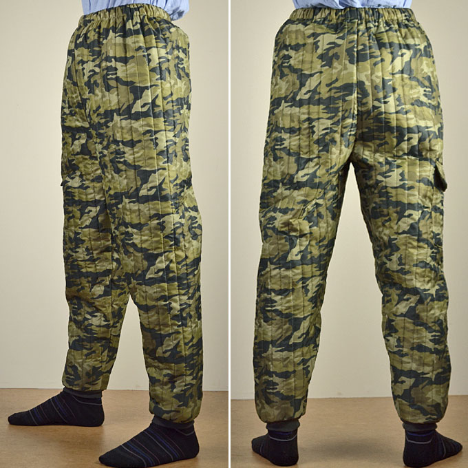 楽天市場】防寒キルトもんぺ 迷彩柄 中綿入り 冬 防寒パンツ