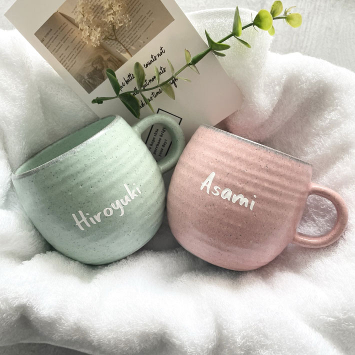楽天市場】名入れ 無料 国産 ぽったりマグペア 名入れ マグカップ 名