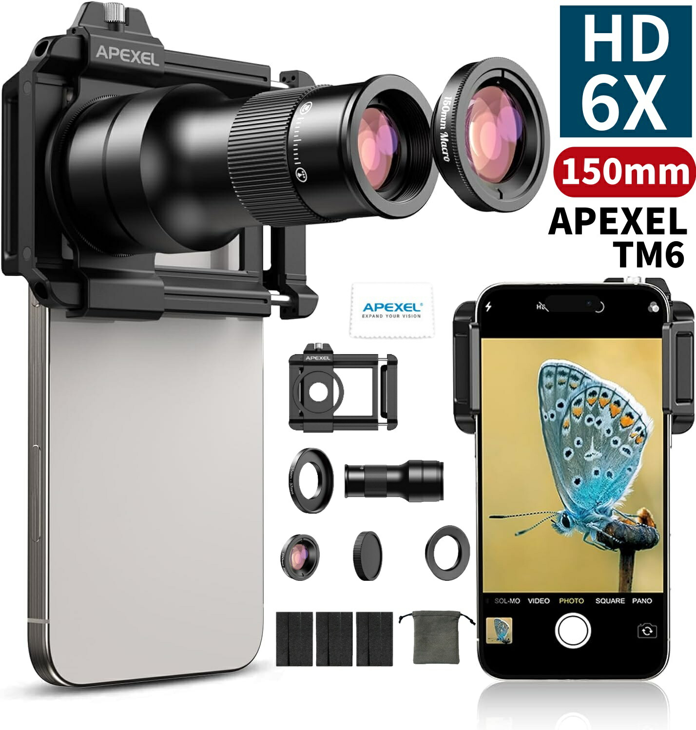 楽天市場】2025年新版 APEXEL 望遠とマクロ一体化スマホレンズ 6X