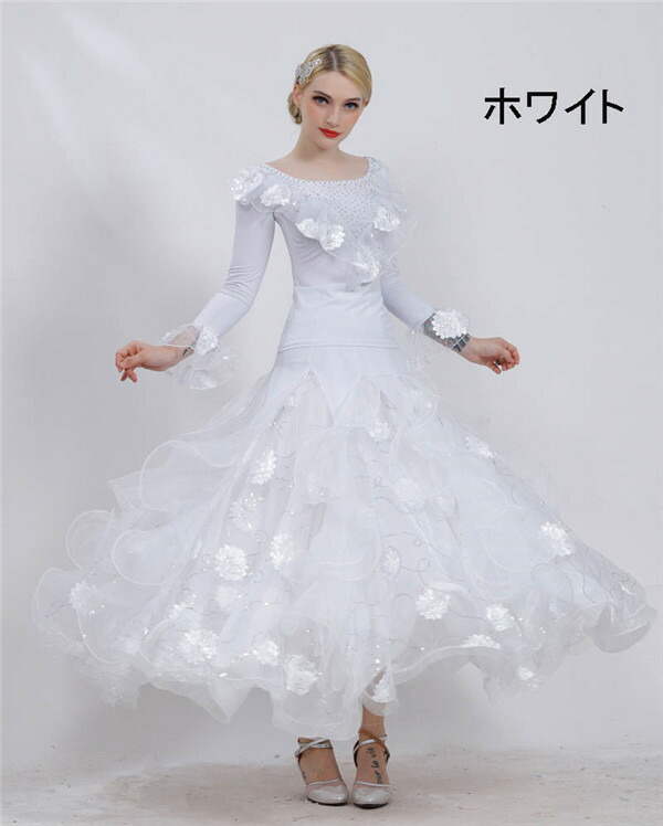 楽天市場】社交ダンス ドレス 衣装 長袖 トップス＆スカート 上下