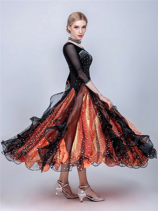 楽天市場】社交ダンス ドレス モダンドレス 競技用 発表会 衣装
