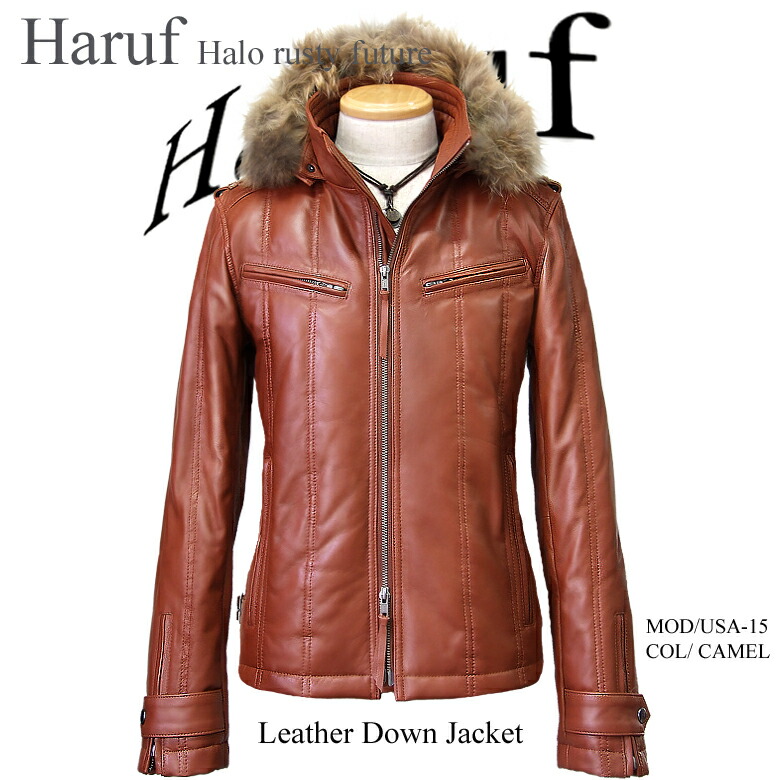 楽天市場】本革ラムレザー ダウンジャケット レザージャケット