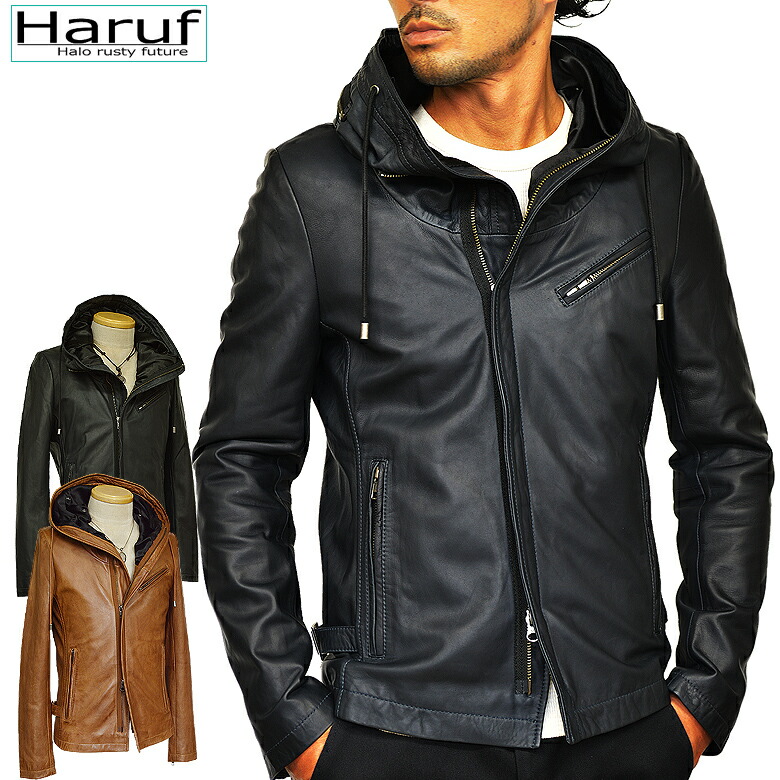 楽天市場】Haruf レザージャケット ライダースジャケット 革ジャン