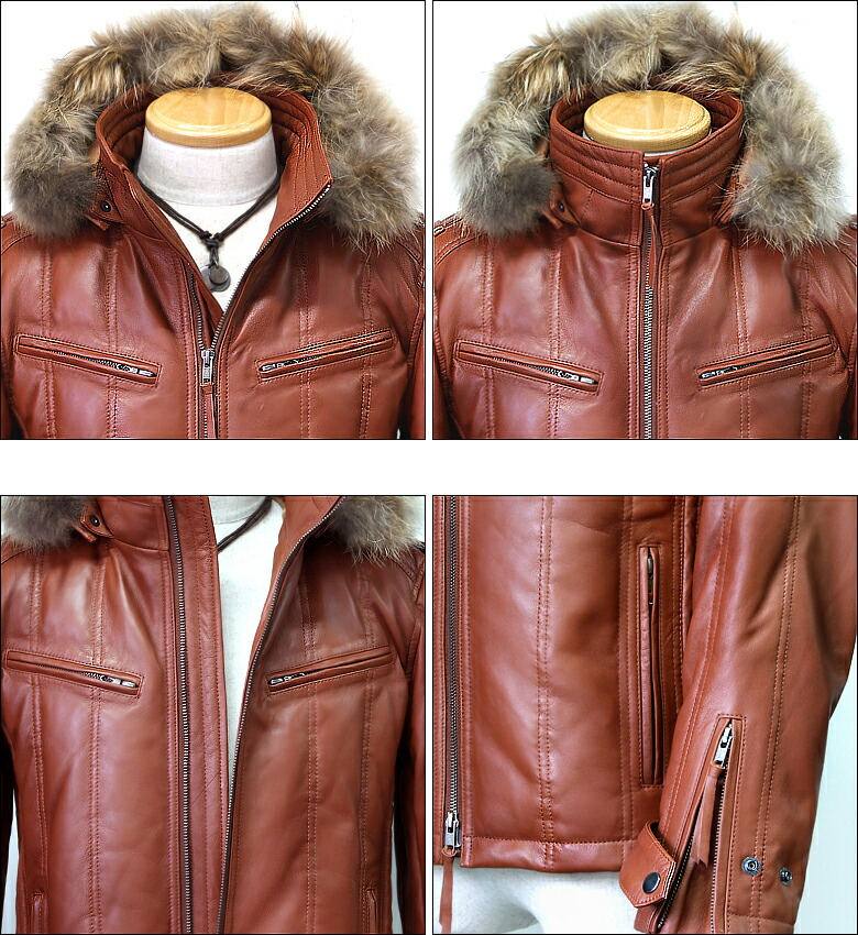 楽天市場】本革ラムレザー ダウンジャケット レザージャケット