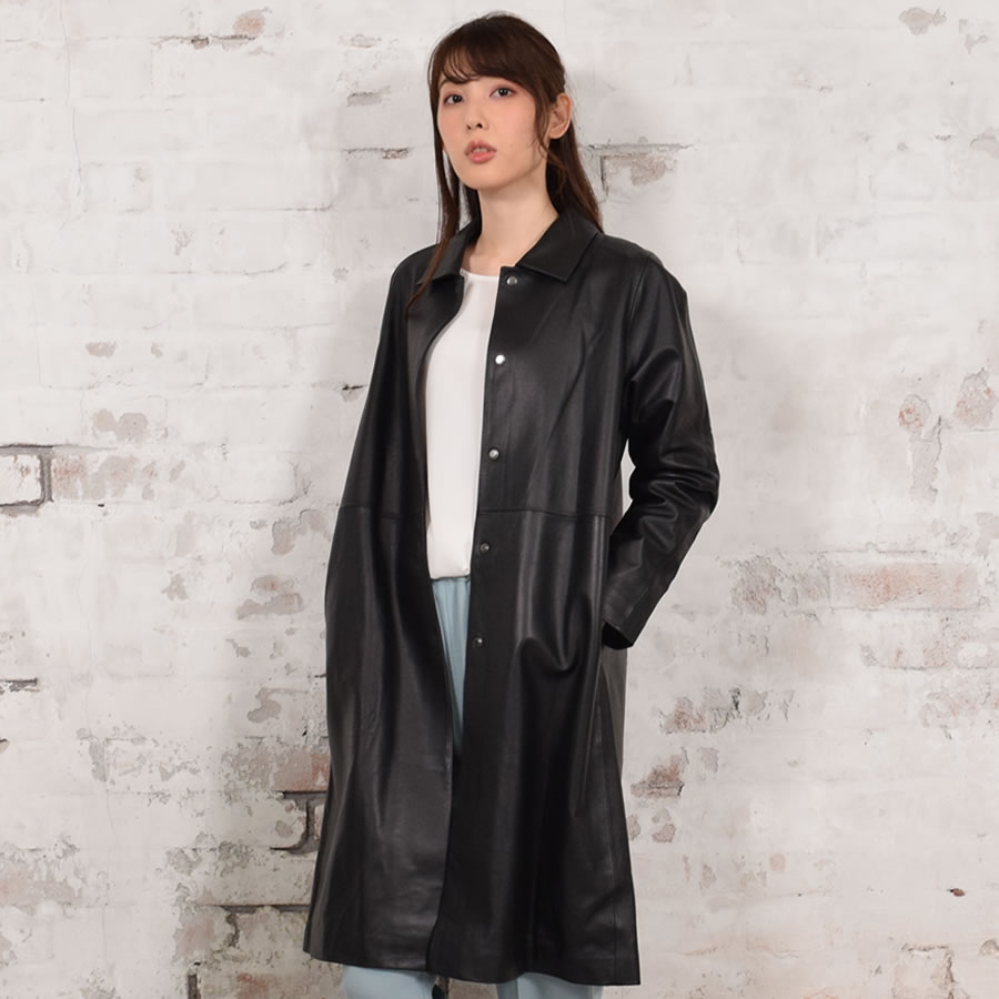 楽天市場】ステンカラーコート バルカラー レザーコート [Merfirge