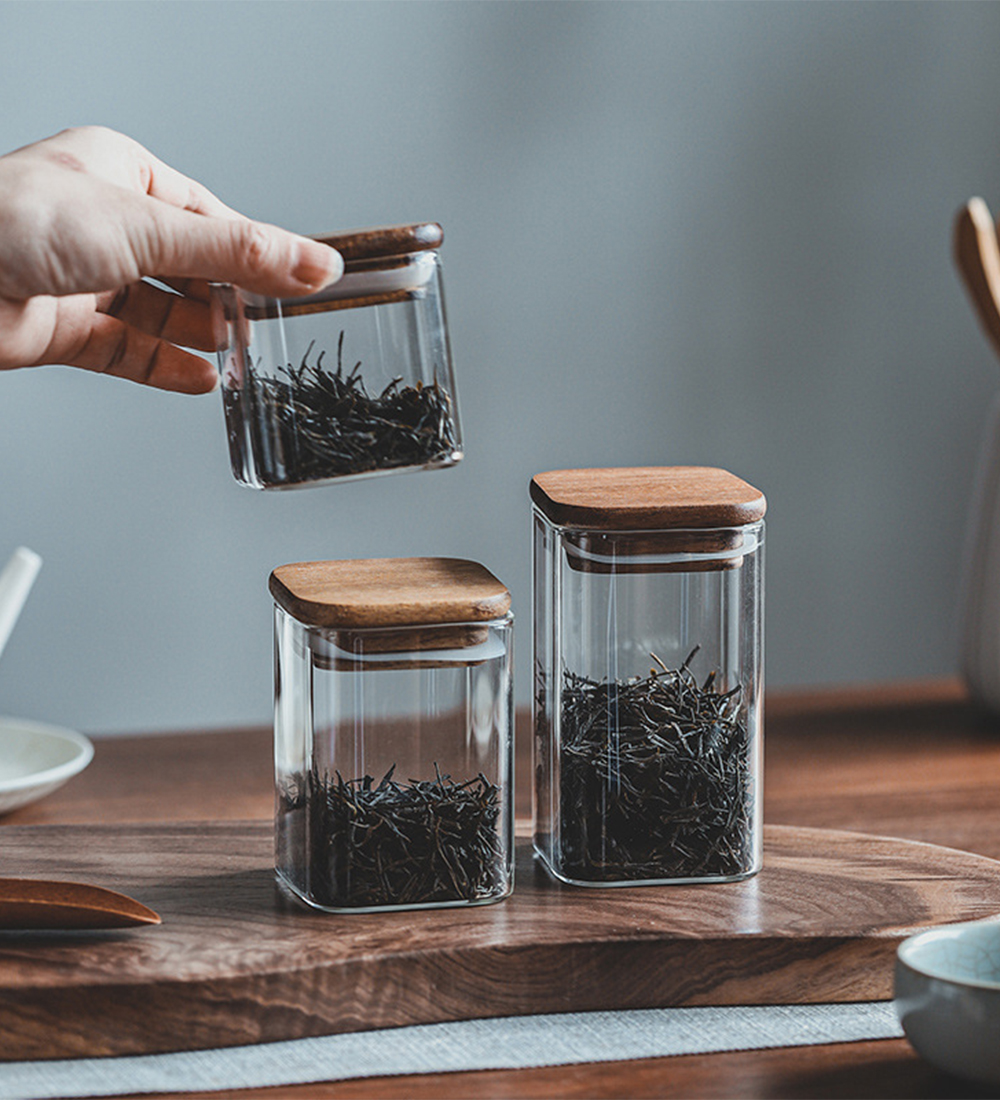 楽天市場】【Square】天然木の蓋 ガラスキャニスター 珈琲キャニスター