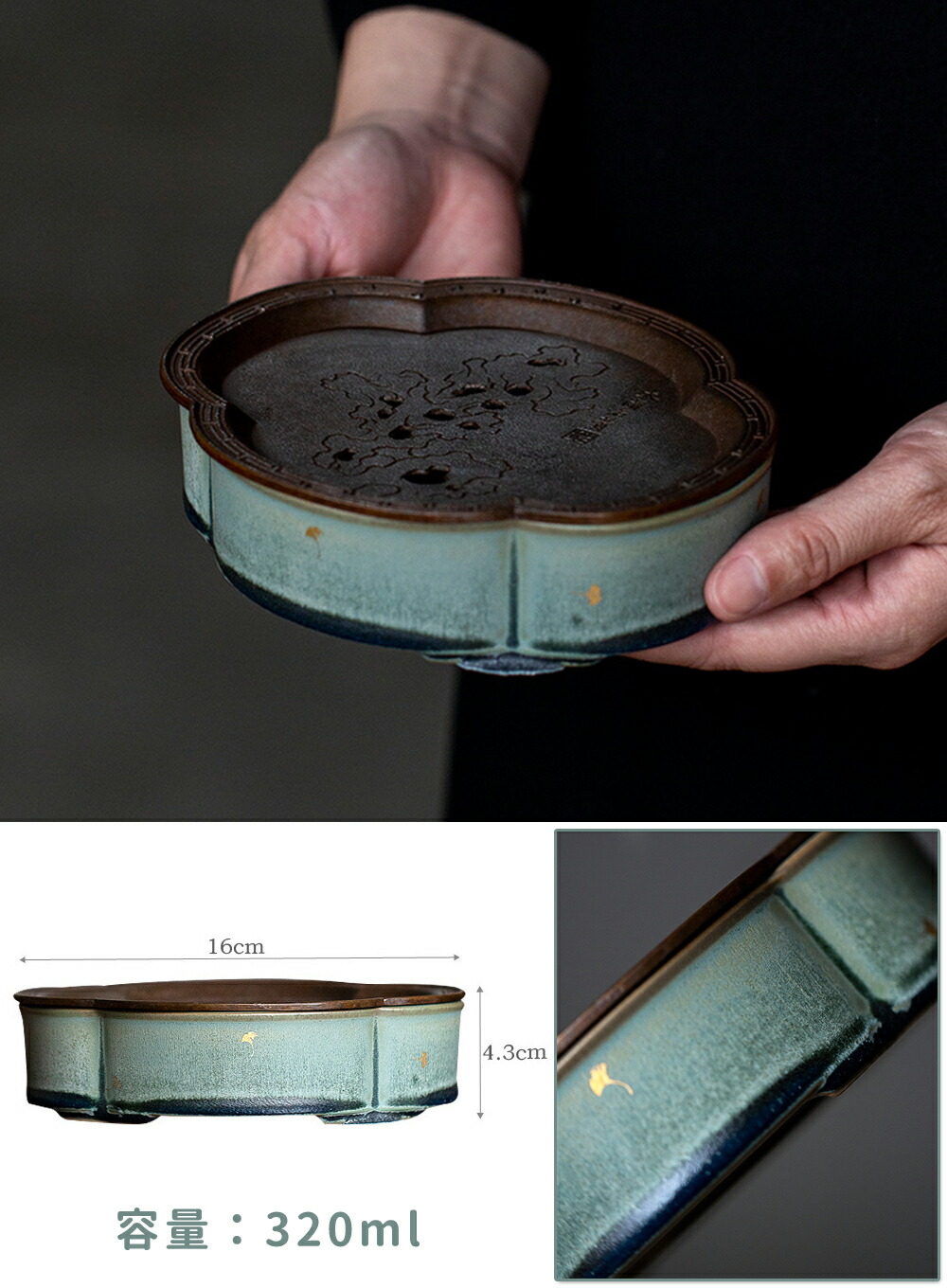 銅製 禅意茶盤 茶洗 茶台 貯水盆 茶道具 装飾品 工芸品 置物 銅製 禅意