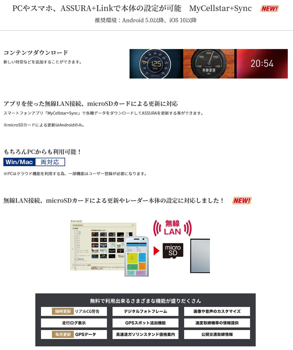 楽天市場】レーダー探知機 セルスター ミラー型 AR-6 GPS内蔵 無線LAN
