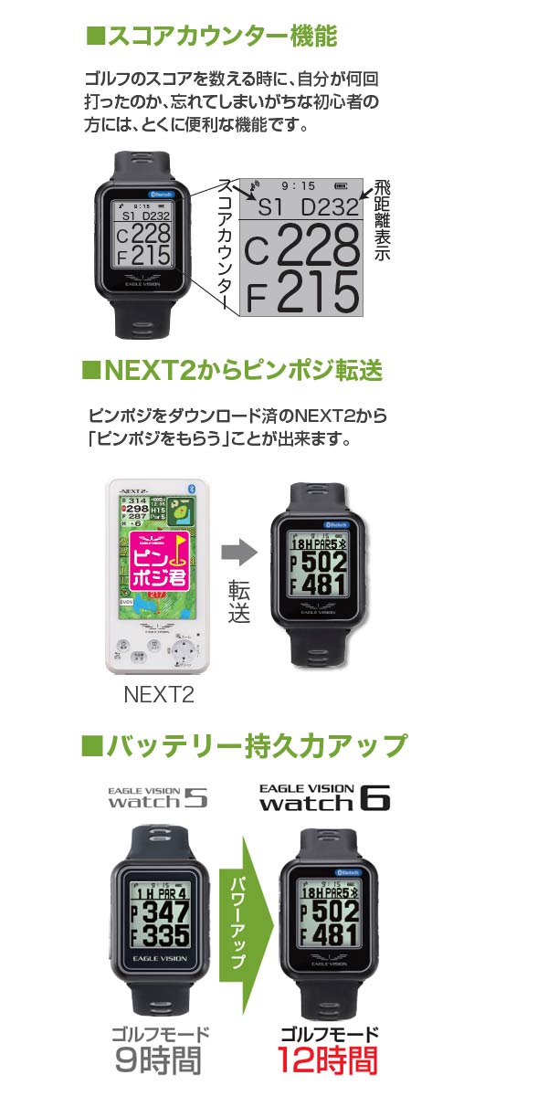 楽天市場】朝日ゴルフ イーグルビジョン ウォッチ シックス EV-236 GPS