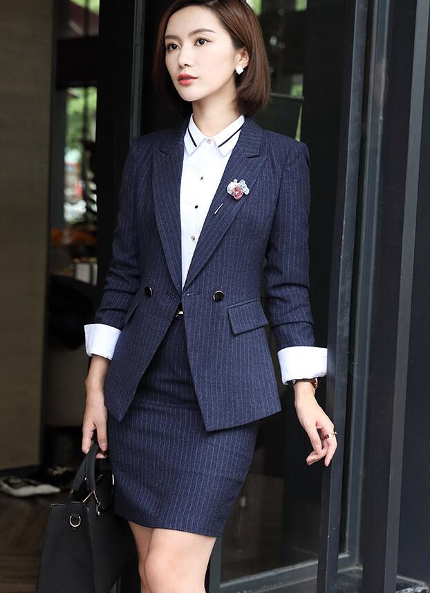 楽天市場】春秋上質スーツセット/ストライプパンツスーツ/OL通勤定番