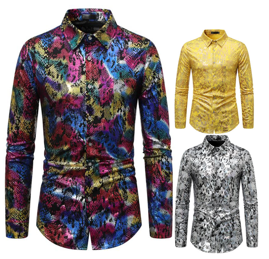 楽天市場】シャツ パイソン柄 ヘビ柄 蛇柄 総柄 メタリック感