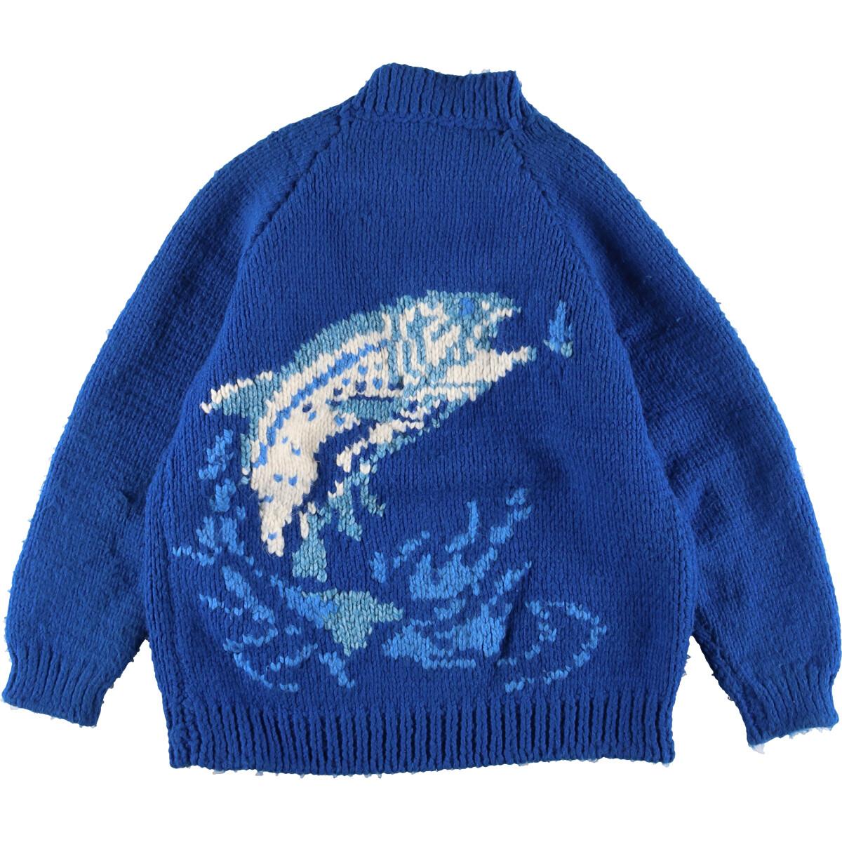 楽天市場】古着 70年代 UNKNOWN 魚柄 総柄 カウチンセーター メンズS