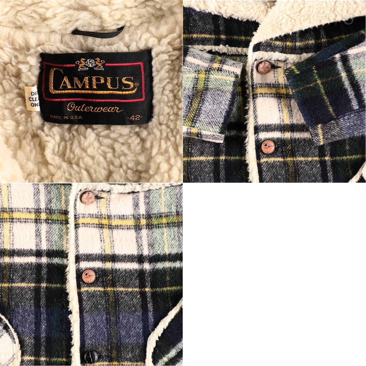 楽天市場】70年代 キャンパス CAMPUS チェック柄 ランチコート ウール