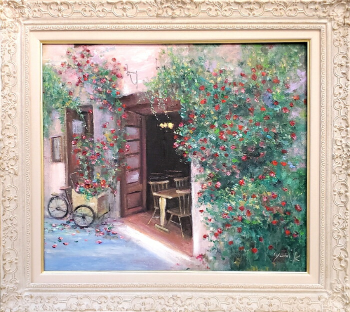 油彩原画 32×41㎝「冬空と民家」油彩・原画・F6