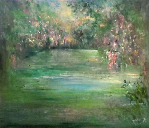 油絵 「奥日光」湯元 油彩画 絵画 F4 真作 風景画 アート 油絵 「奥