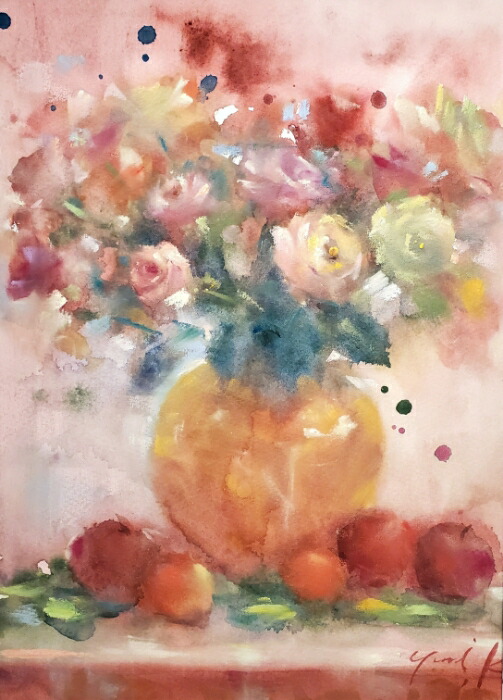 楽天市場】絵画 原画 「呼び醒まされて」 水彩/パステル F4 静物画