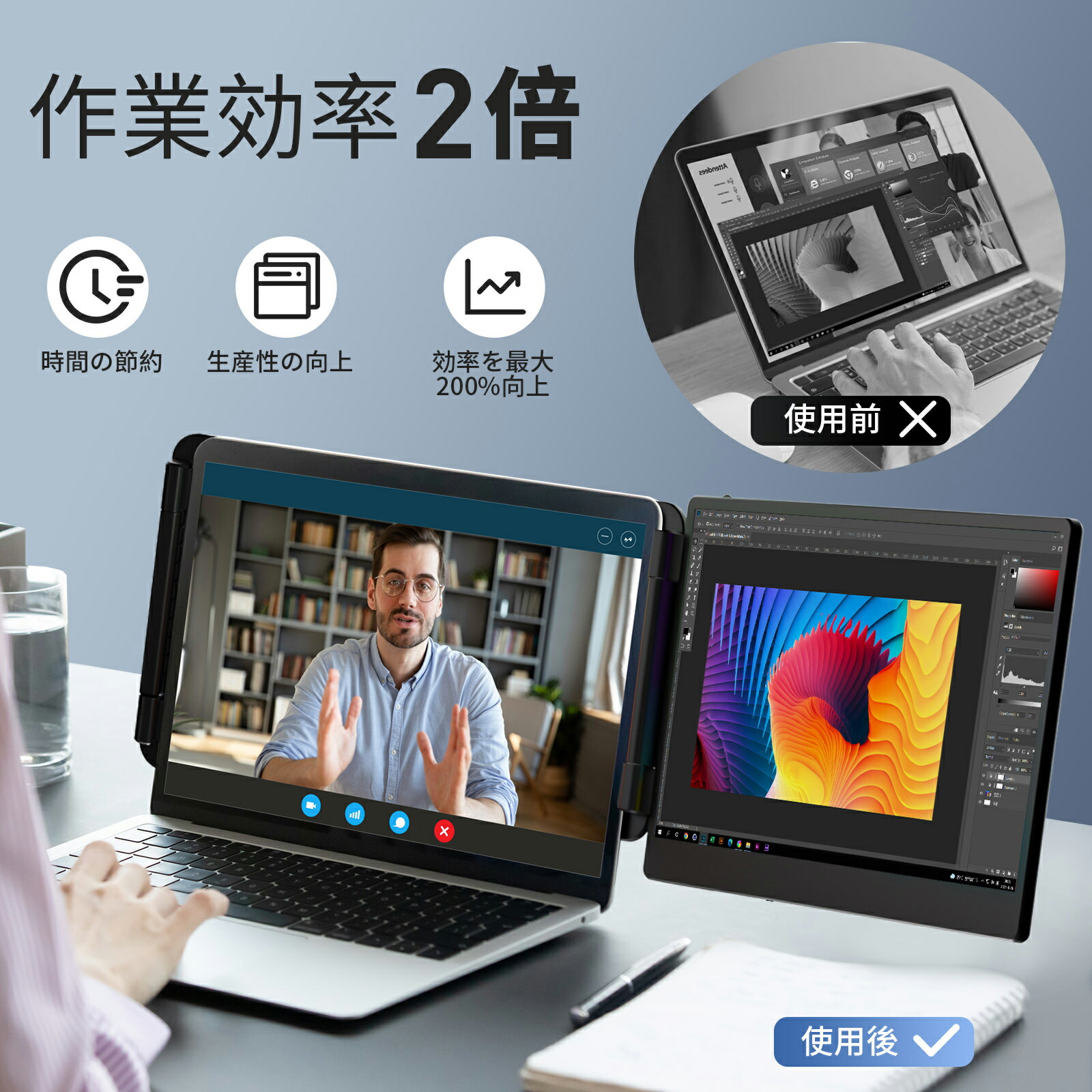 楽天市場】デュアルモニター モバイルモニター 14インチ ディスプレイ