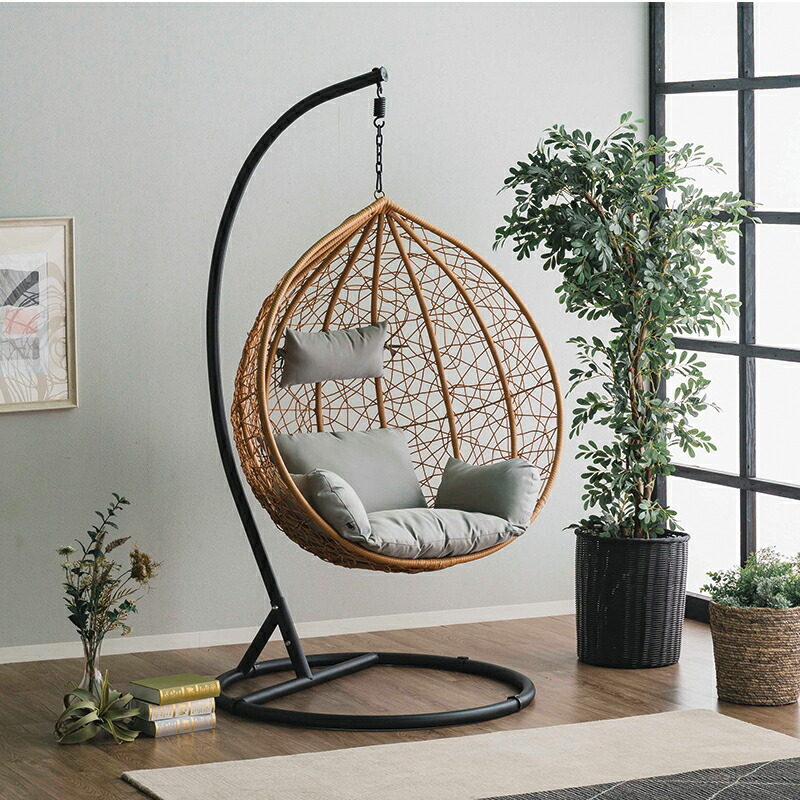 楽天市場】ハンギングチェア たまご型 クッション付 ラタン アジアン