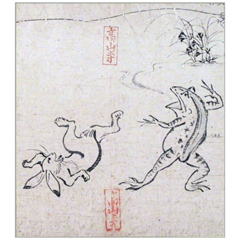 楽天市場】鳥獣戯画グッズ 色紙 複製 国宝 相撲 模写 レプリカ 絵画