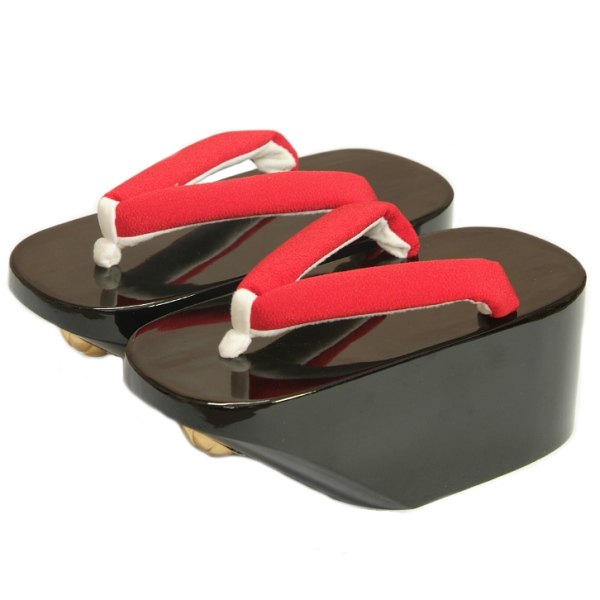 楽天市場】七五三 草履単品 7歳用 黒判赤鼻緒 木製 こっぽり（ぽっくり