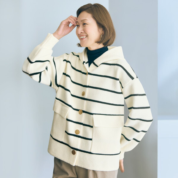 楽天市場】ボーダー ニット（コート・ジャケット｜レディース