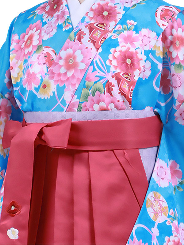 楽天市場】小学生 卒業式 袴セット レンタル 女の子 C117水色花×ピンク