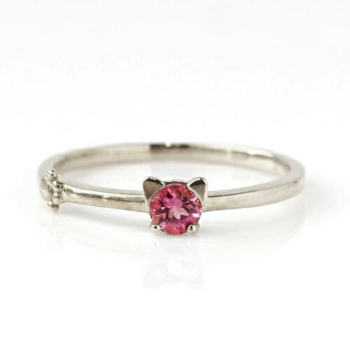 楽天市場】猫モチーフ カラーストーン K10カラーゴールド リング