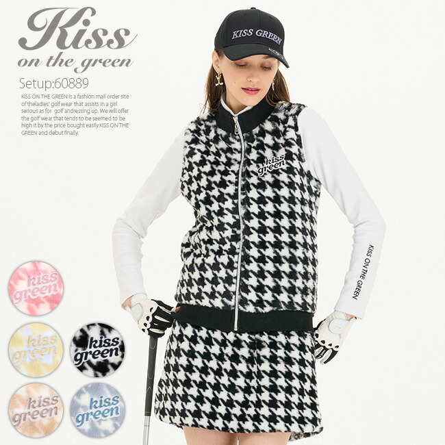 楽天市場】千鳥格子柄ファーベスト＆スカート上下セット / ゴルフ