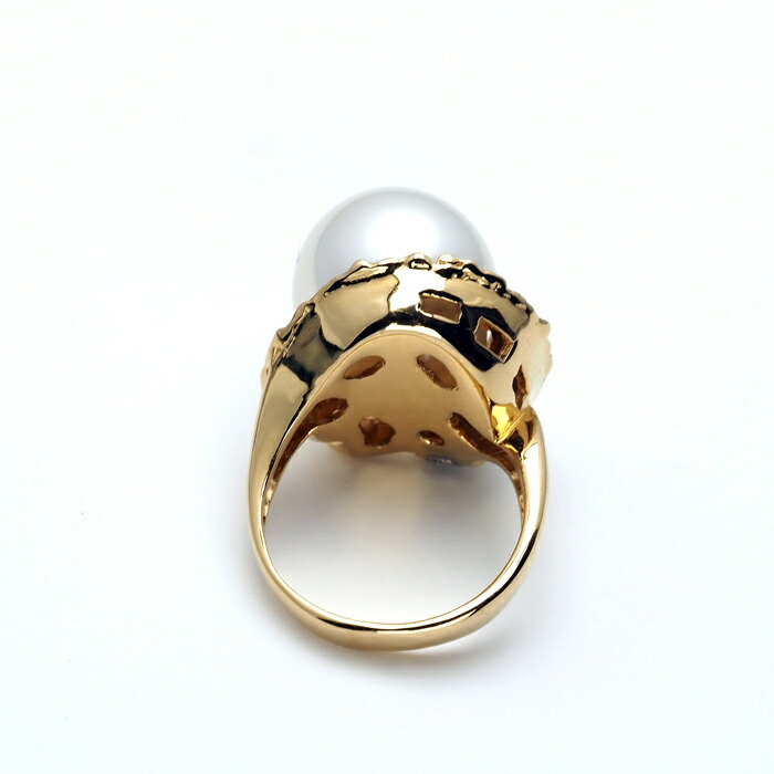 楽天市場】K18 南洋真珠 リング 白蝶パール 指輪 18金イエローゴールド