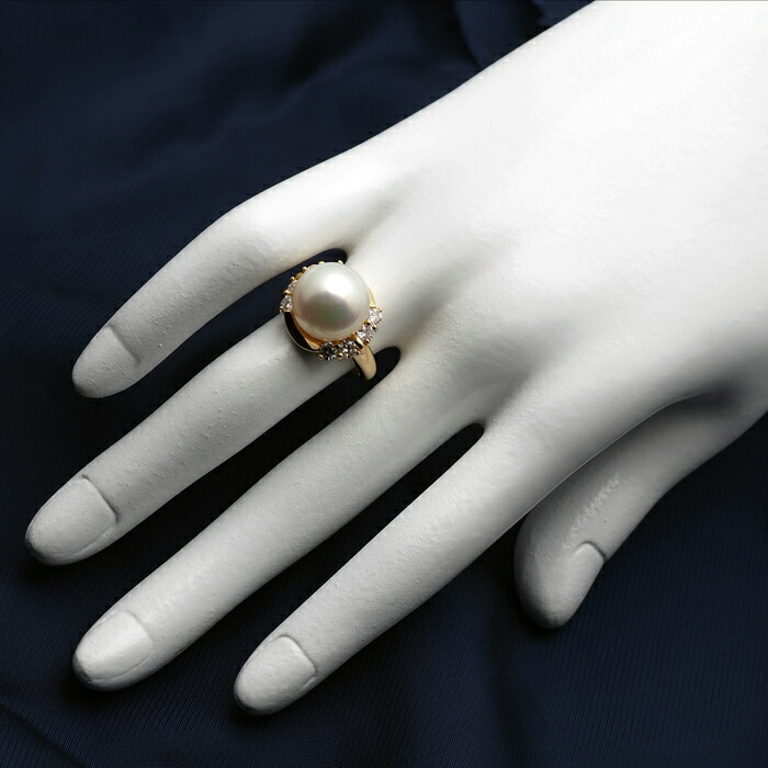 楽天市場】K18 南洋真珠 リング セミバロック12mmup 白蝶パール 18金