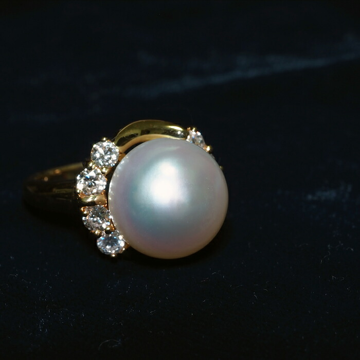 楽天市場】K18 南洋真珠 リング セミバロック12mmup 白蝶パール 18金