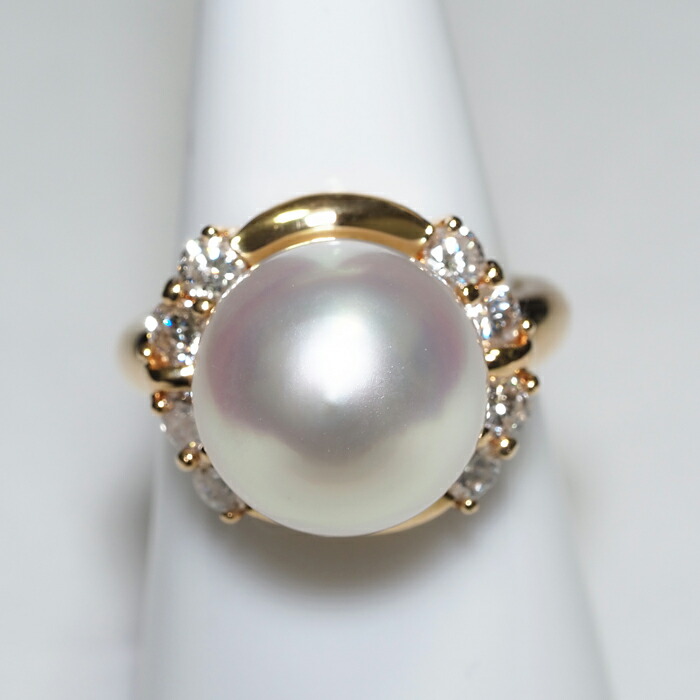 楽天市場】K18 南洋真珠 リング セミバロック12mmup 白蝶パール 18金