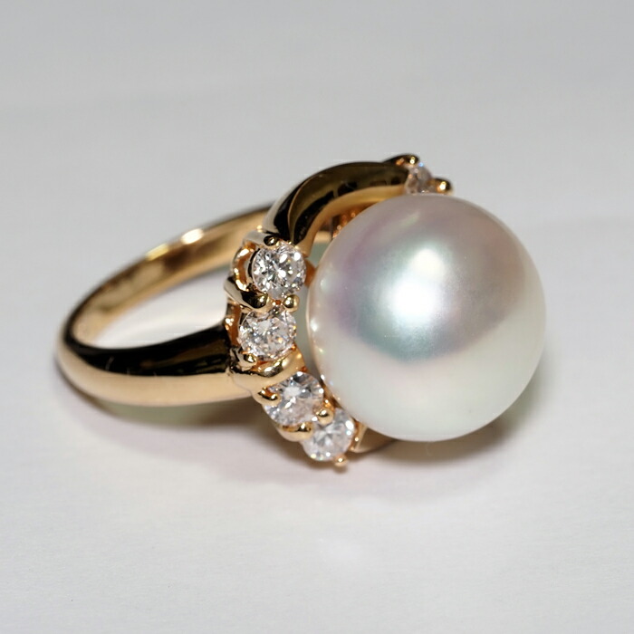 楽天市場】K18 南洋真珠 リング セミバロック12mmup 白蝶パール 18金