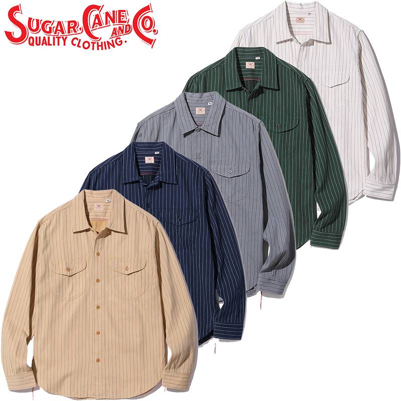楽天市場】シュガーケーン コーク ストライプ 長袖 ワーク シャツ