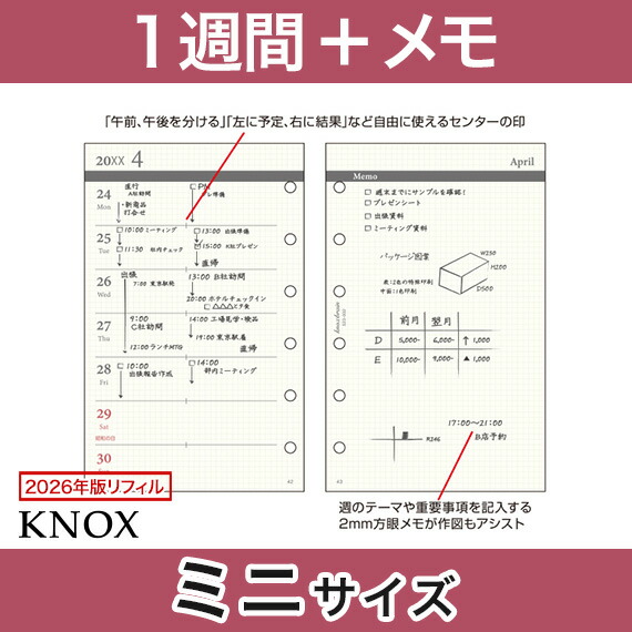 楽天市場】【ミニサイズ】片面1週間片面メモ KNOX ノックス システム