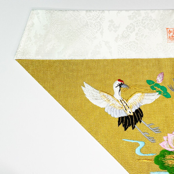 楽天市場】冬用 三角打敷 金綴 高級刺繍[蓮に鶴]【前卓用+上卓用】京寸