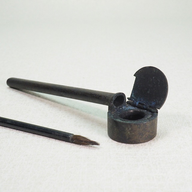 楽天市場】矢立 墨壺 筆付き 0078文具 書道具 墨 筆 【中古】古道具 古