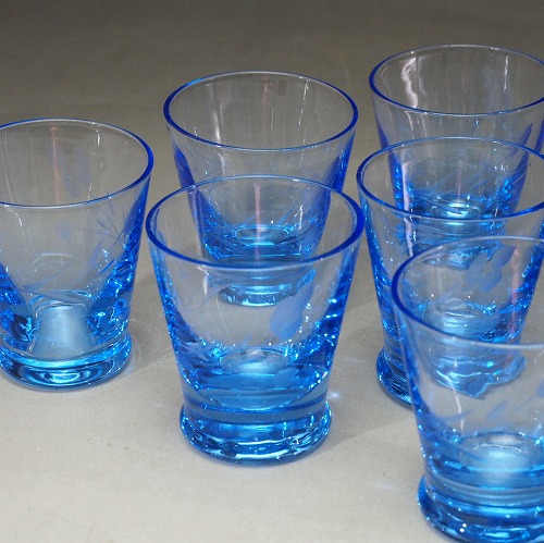 楽天市場】ショットグラス 切子 ブルー 7個セット 0311昭和 レトロ