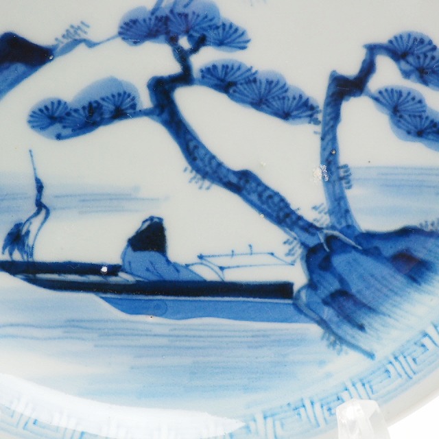 楽天市場】山水文様 船頭 鳥 七寸皿 0379江戸時代 伊万里 染付 手描き