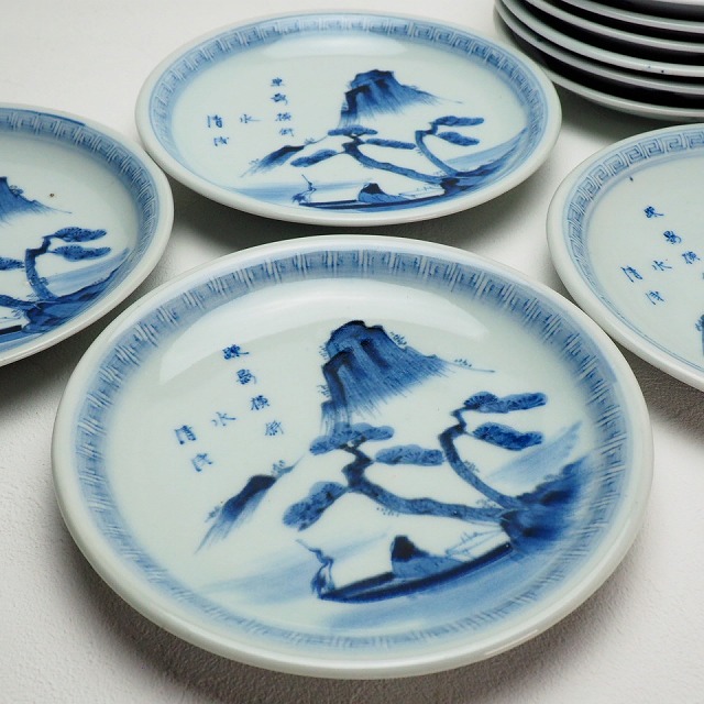楽天市場】山水文様 船頭 鳥 七寸皿 0379江戸時代 伊万里 染付 手描き